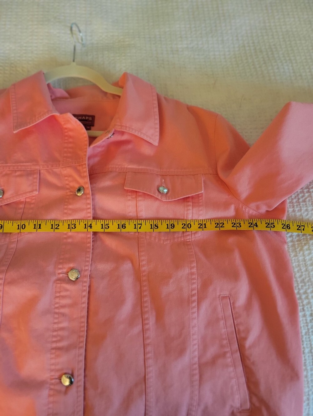 Chaps Women's Coral Pink Button-Front Jean Jacket 2X - Picture 6 of 9
